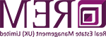 Real Estage Management (UK) logo - purple capital lettering of 'REM' next to an illustration of a purple square. 'Real Estate Management (UK) Limited' lettering is underneath in purple